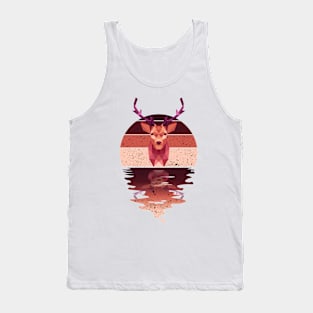 Vintage deer reflected on lights of moon Tank Top